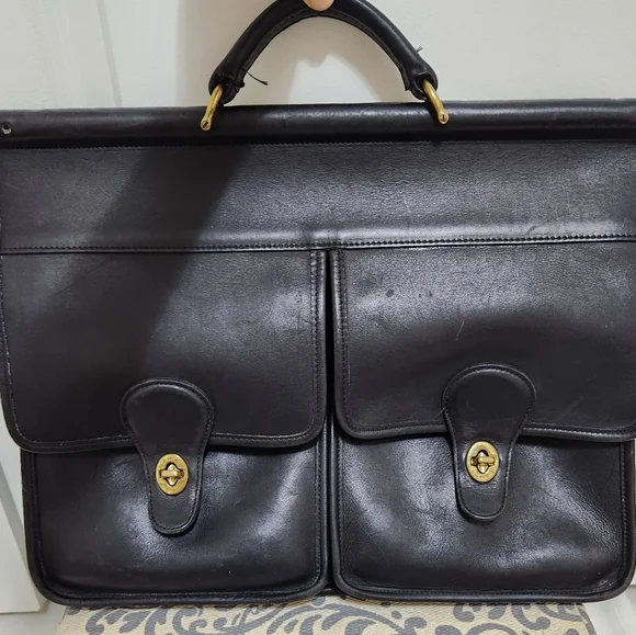 Coach Vintage Black Kensington  Leather Briefcase Messenger Bag 5279 - Picture 4 of 8